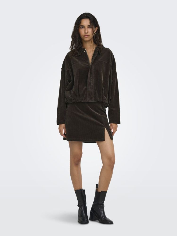 ONLFLORA HW CORD SHORT SLIT SK 237395 Chocolat