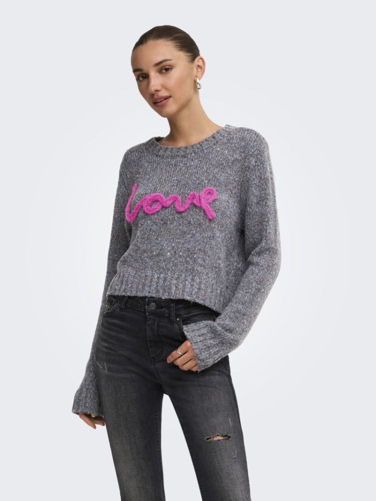 ONLSMILLA LS TEXT DETAIL O-NEC 179074005 Dark