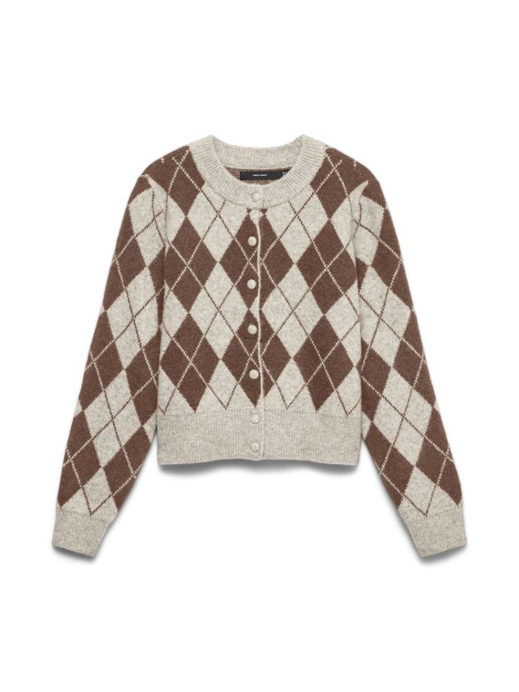 VMHALO LS O-NECK ARGYLE CARDIG 222913004 Birch
