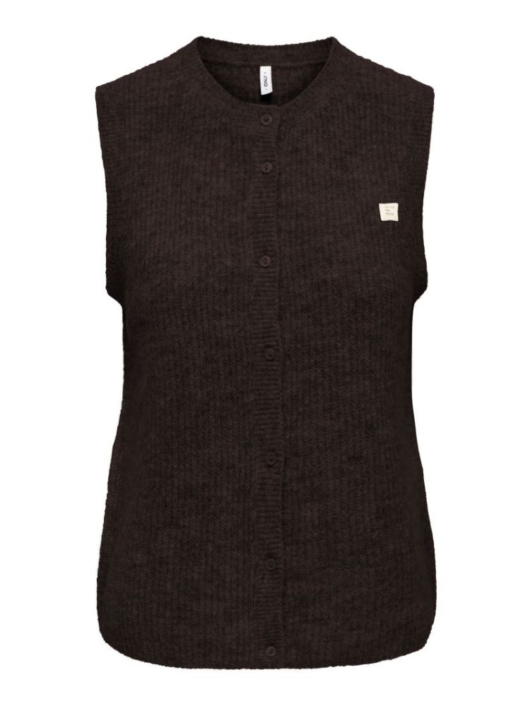 ONLVIGGA SL O-NECK BADGE BUTTO 237375003 Coffe