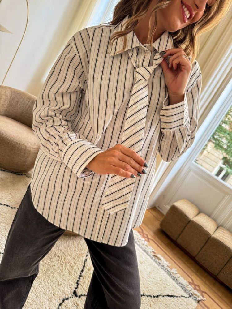 VMANYA LS LOOSE TIE SHIRT WVN 178857002 Cloud