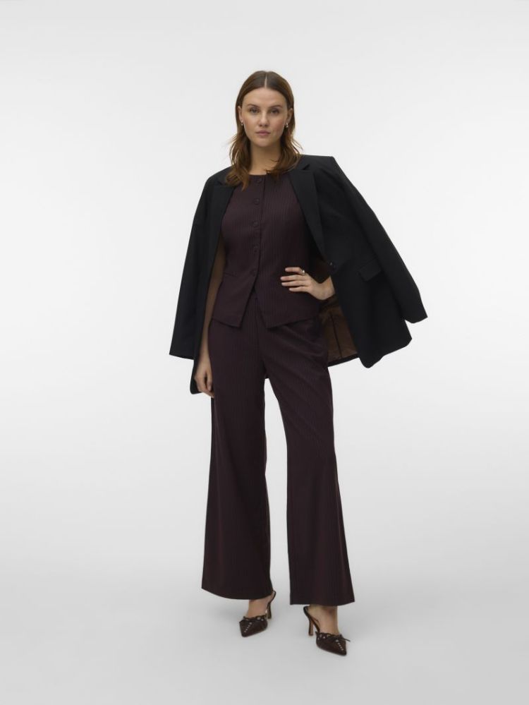 VMRIVA SL PINSTRIPE WAISTCOAT 297957001 Choco