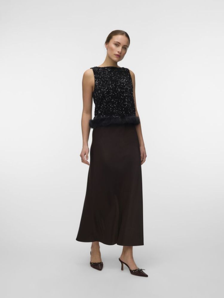 VMCHARM MW LONG SKIRT WVN BOO 297957 Chocolat